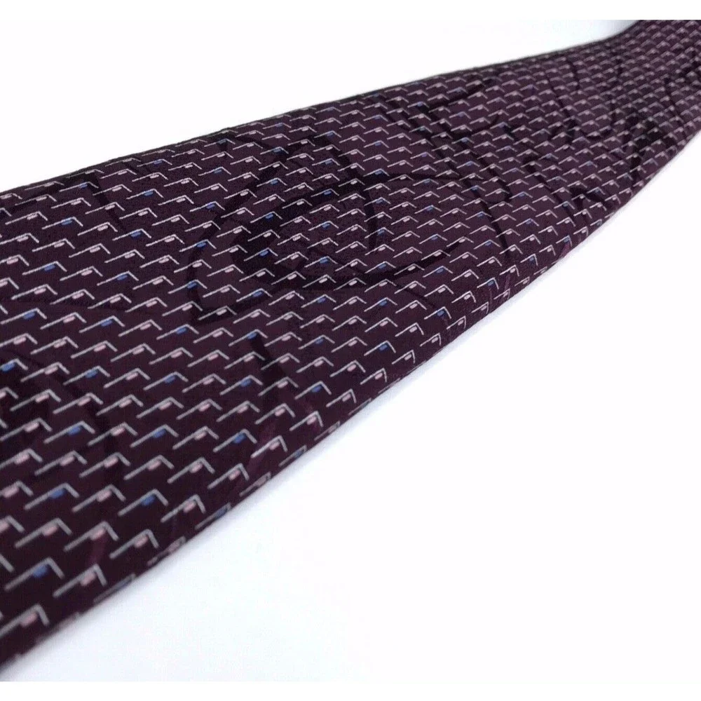 BRIONI Silk Tie Hand Made In Italy Dark Purple Blue Pink Italian Men Necktie 60